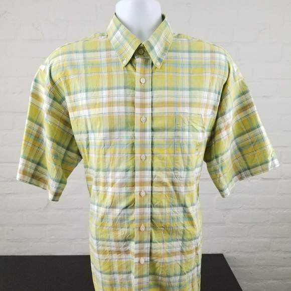 CINCH Short Sleeve Button Down Yellow Plaid Sz L - Picture 1 of 8